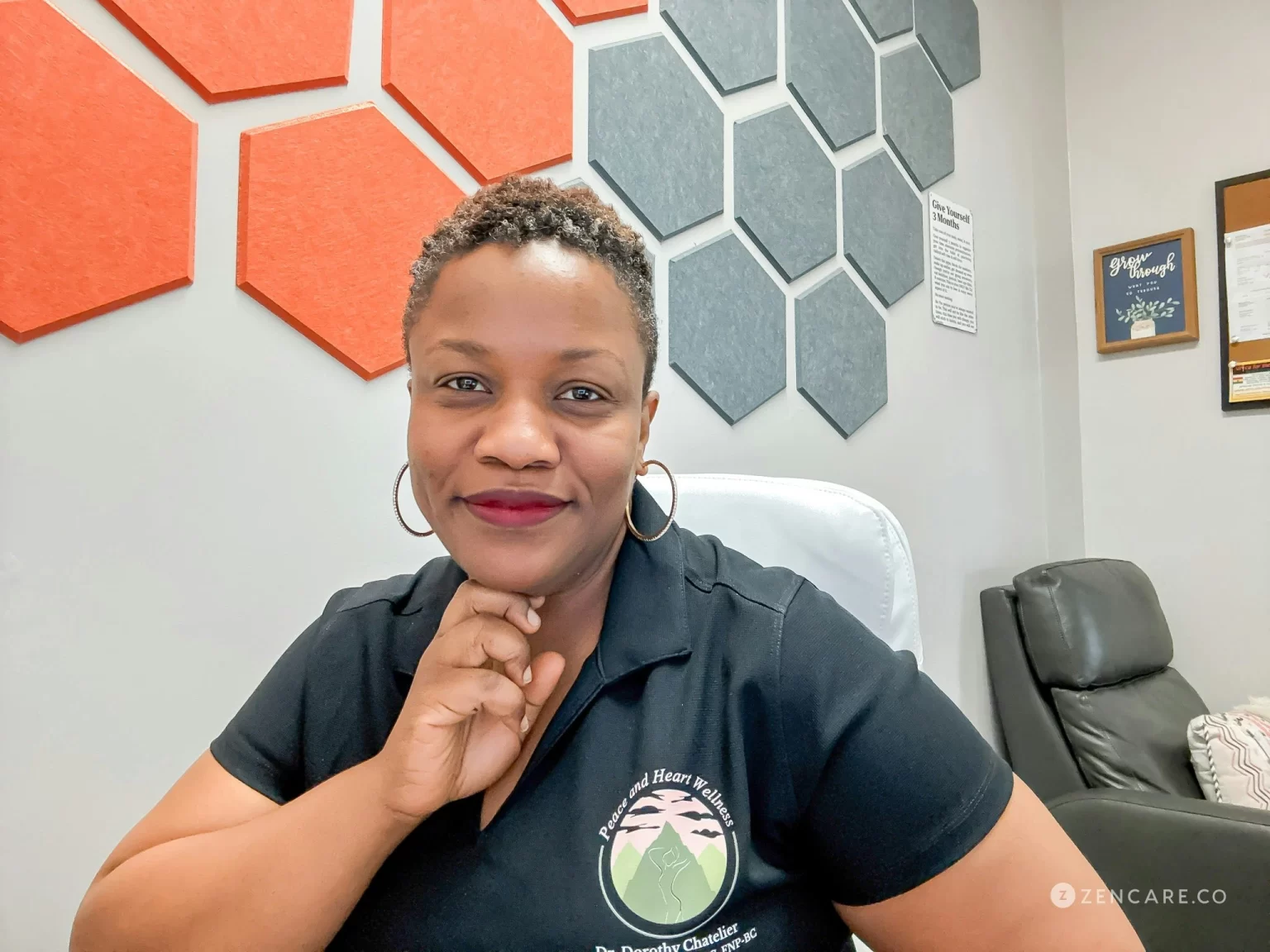 Provider smiling in her office