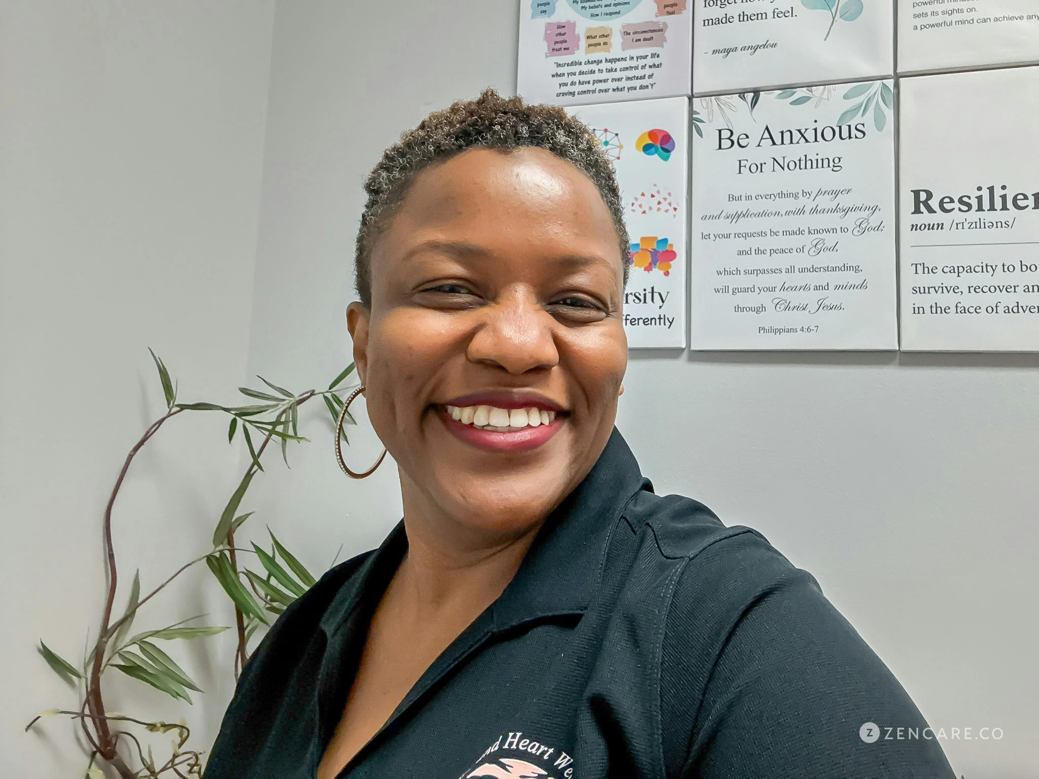 Provider smiling in her office